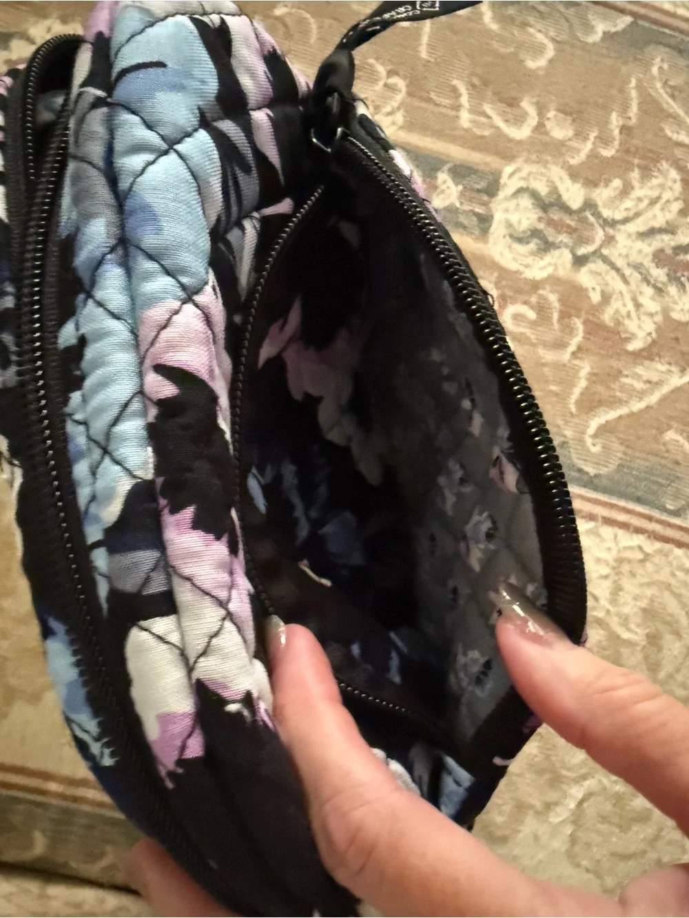 Vera Bradley medium cosmetic plum pansies NWT